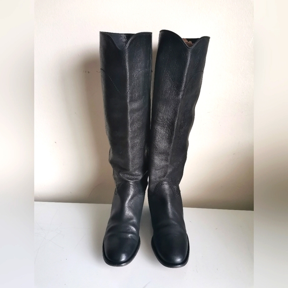 CHANEL Shoes - CHANEL BLACK LEATHER RIDING KNEE BOOTS